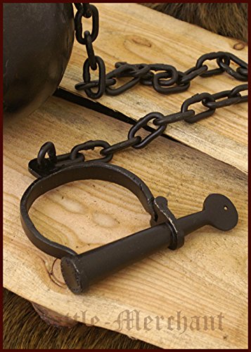 Sträflingskugel, Fußschelle mit Kette und Eisenkugel – Fußfessel – Gefängniskugel – Mittelalter – LARP – Wikinger